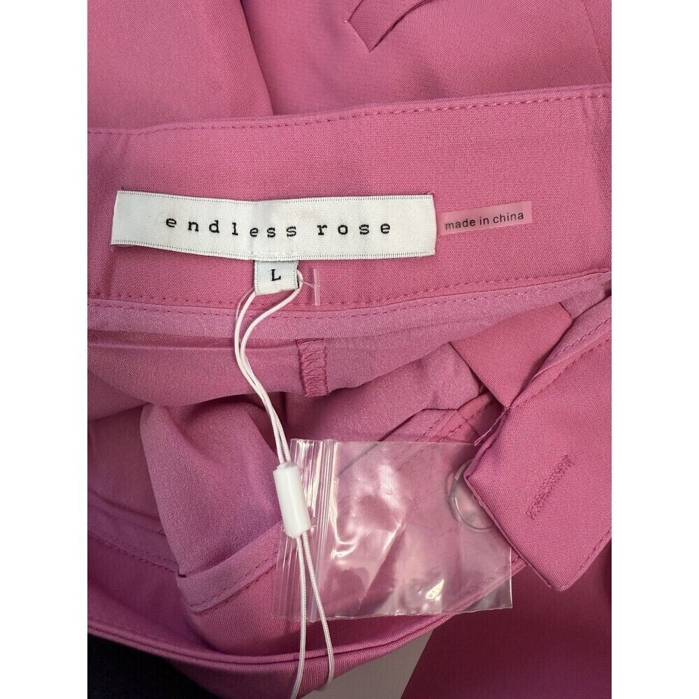 Endless rose pant flat front trousers straight women barbie pink office‎ L - Picture 5 of 15